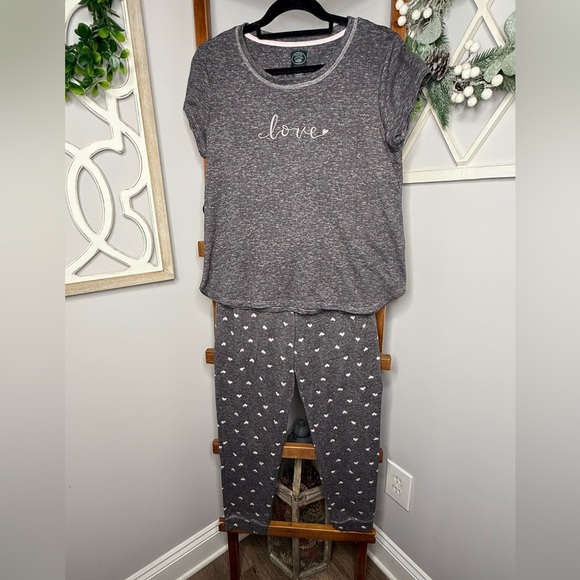 Laura Ashley Other - Laura Ashley Pajama Set – “Love” Embroidered Tee & Heart Print Pants